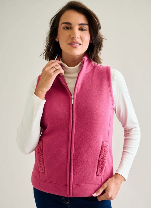 Fleece Sherpa Lined Funnel Neck Gilet