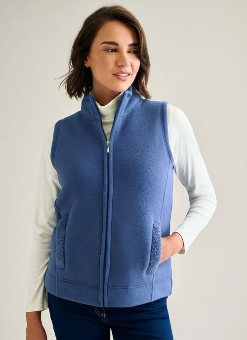 Fleece Sherpa Lined Funnel Neck Gilet