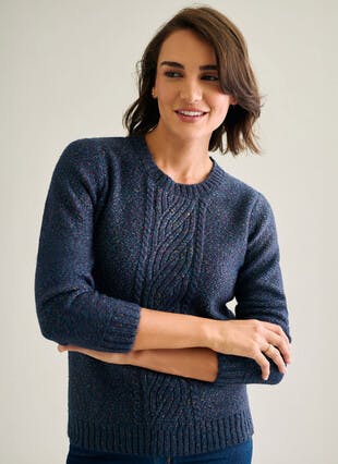 Cable Nep Knit Crew Neck Jumper