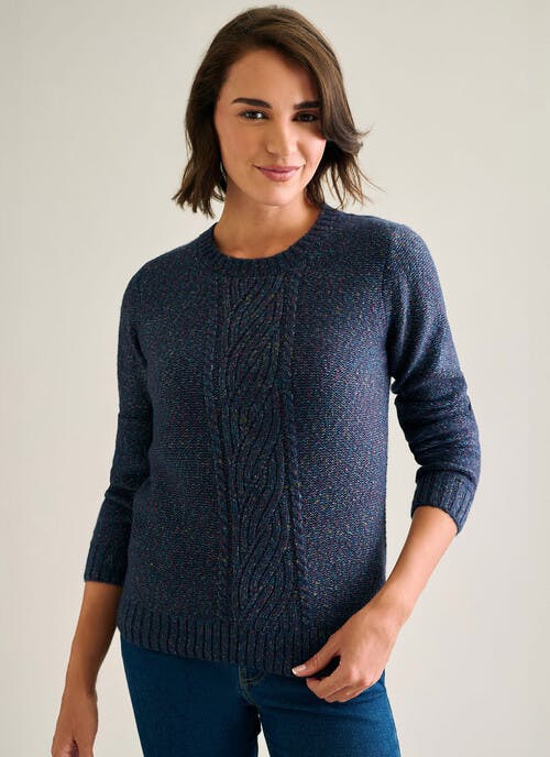 Cable Nep Knit Crew Neck Jumper
