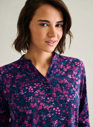 Ditsy Floral Print Jersey Blouse