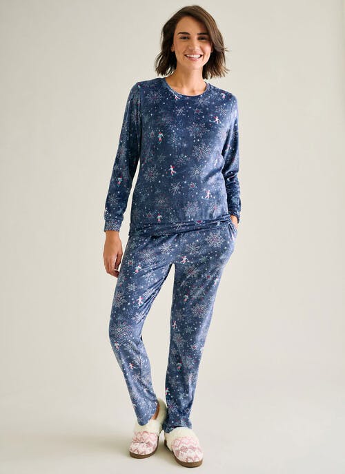 Velour Printed Pyjama Set