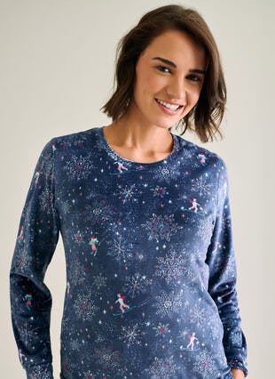 Velour Printed Pyjama Set