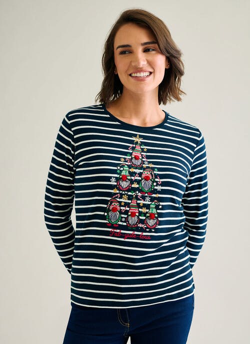 Pure Cotton Striped Fab-yule-ous Christmas Top