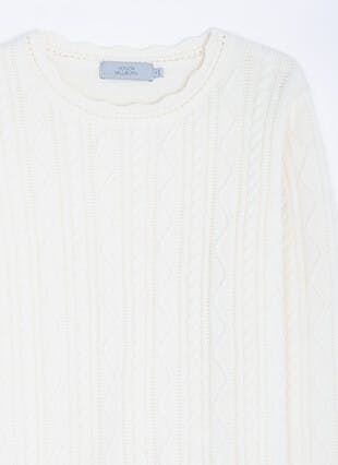 Cable Knit Scallop Neck Jumper 