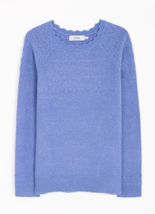 Pointelle Knit Scallop Neck Jumper