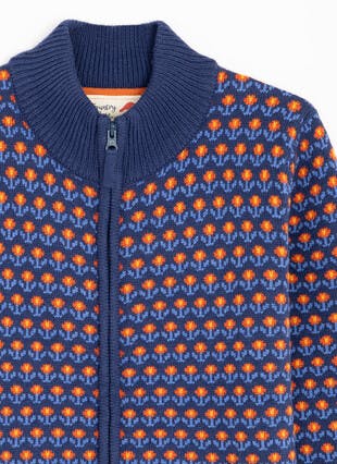 Wool-Blend Fairisle Knit Zip Cardigan