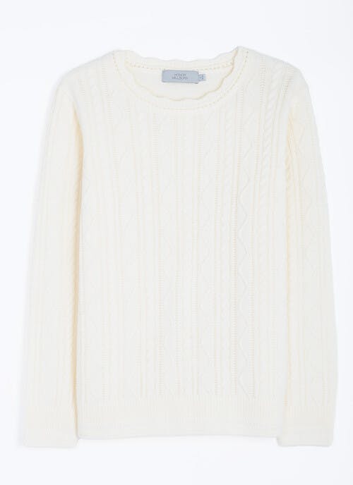 Cable Knit Scallop Neck Jumper 