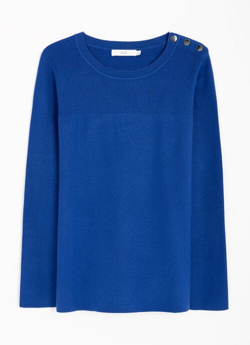Button Detail Crew Neck Jumper