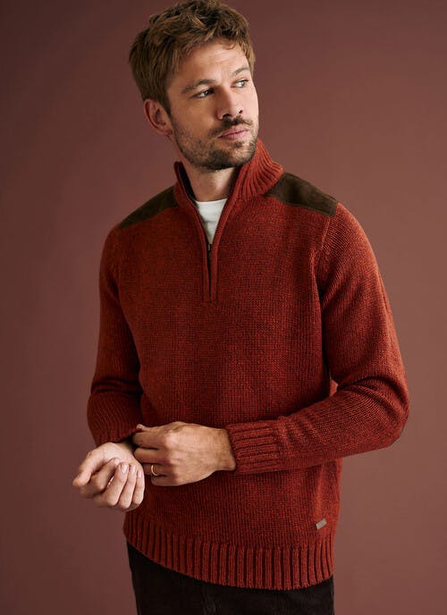 Textured Knit Zip Neck Jumper