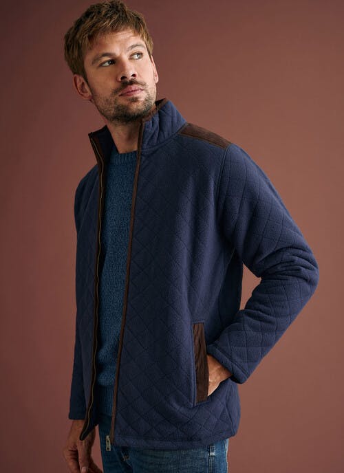 Quilted Fleece Zip Up Jacket