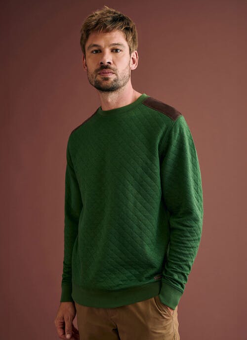 Cotton Blend Crew Neck Sweatshirt