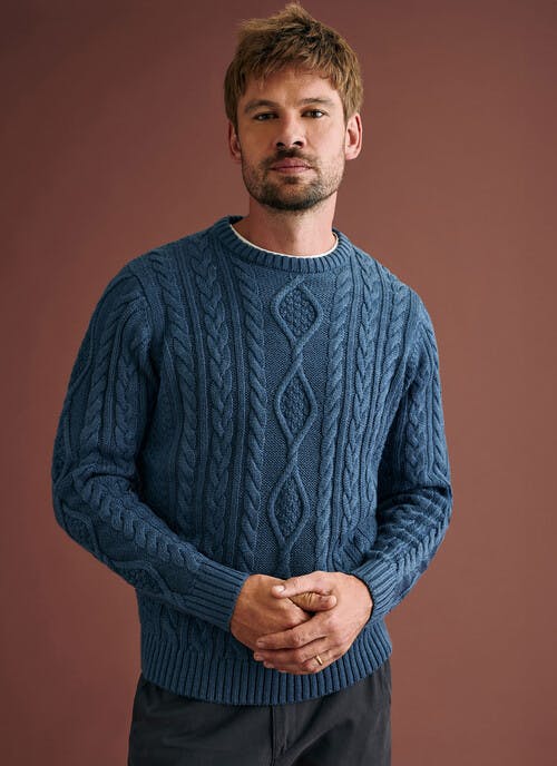 Textured Cable Knit Crew Neck Jumper