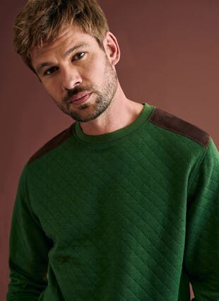 Cotton Blend Crew Neck Sweatshirt