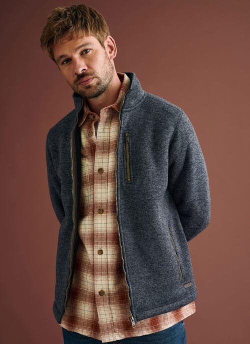 Knit Look Fleece Zip Up Jacket