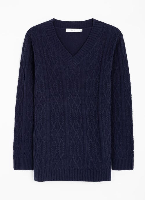 Textured Stitch V Neck Jumper