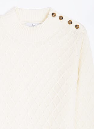 Button Detail Turtle Neck Jumper