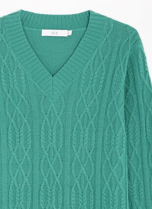 Textured Stitch V Neck Jumper