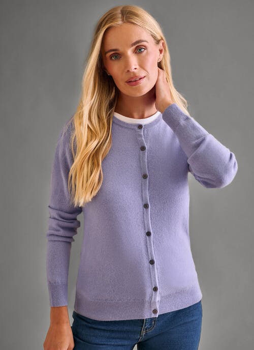 Pure Cashmere Classic Crew Neck Cardigan