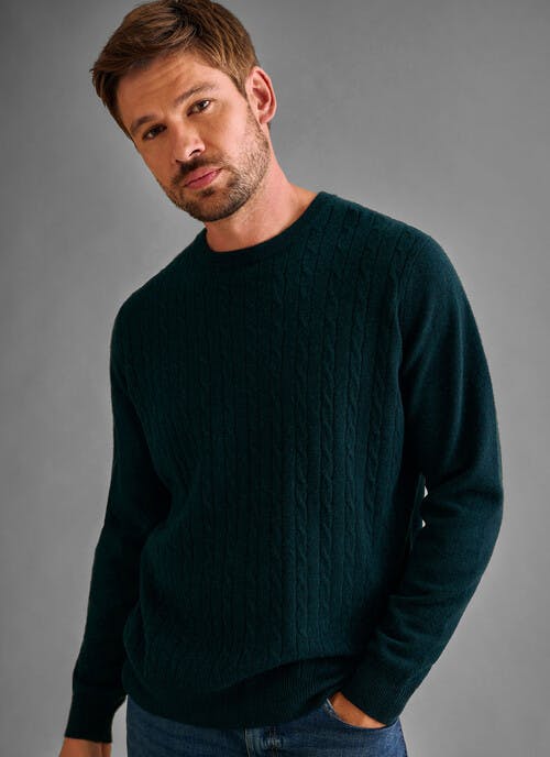 Pure Cashmere Cable Crew Neck Jumper