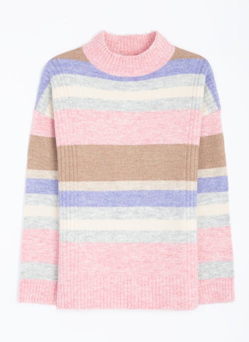 Soft Touch Striped Turtle Neck Jumper