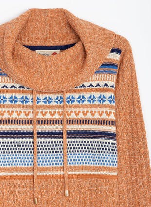 Placement Fairisle Cowl Neck Knit Jumper