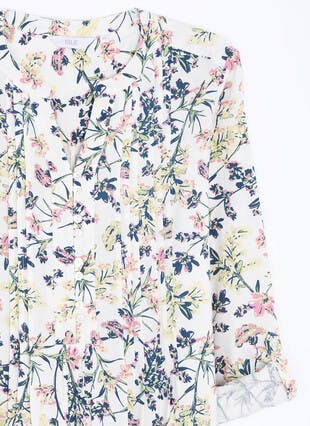 Printed Pintuck Blouse