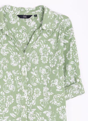 Pure Cotton Crinkle Print Collared Shirt