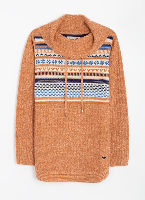 Placement Fairisle Cowl Neck Knit Jumper