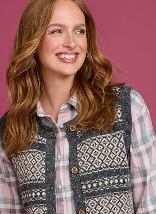 Wool Blend Fairisle Knit Waistcoat