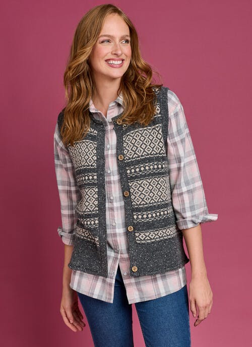 Wool Blend Fairisle Knit Waistcoat