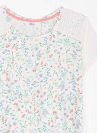 Pure Cotton Pintuck Cap Sleeve Nightdress