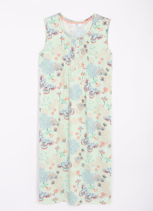 Pure Cotton Pintuck Sleeveless Nightdress