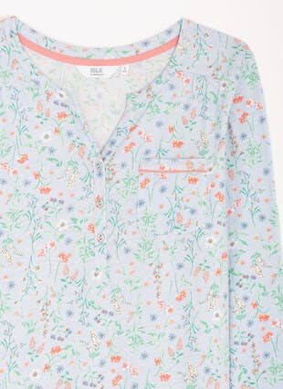 Pure Cotton Notch Neck Printed Nightdress