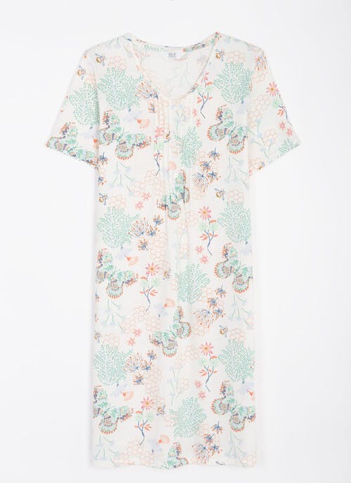 Pure Cotton V Neck Pintuck Nightdress