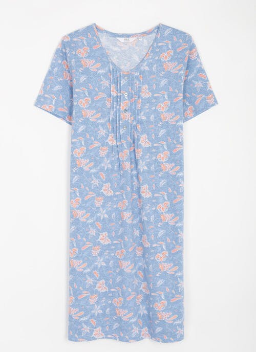 Pure Cotton V Neck Pintuck Nightdress