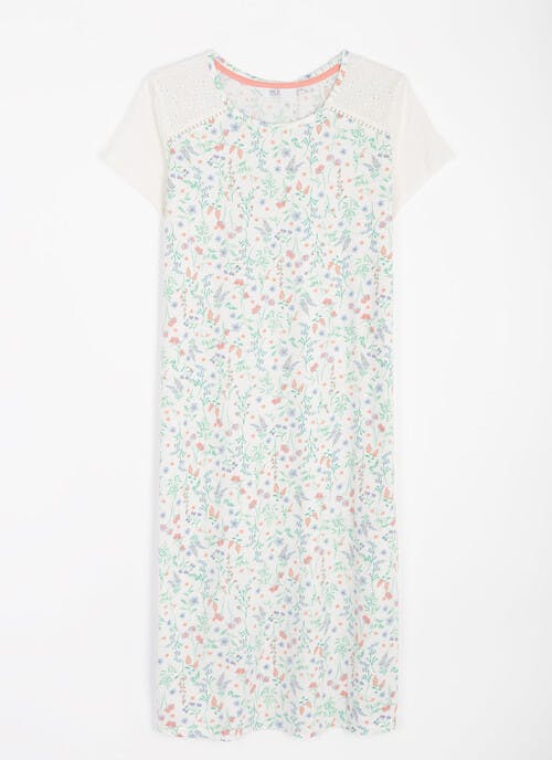 Pure Cotton Pintuck Cap Sleeve Nightdress