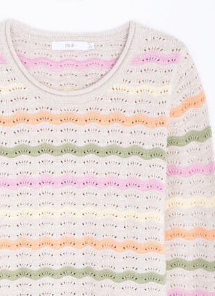 Pure Cotton Pointelle Striped Jumper