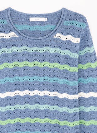 Pure Cotton Pointelle Striped Jumper