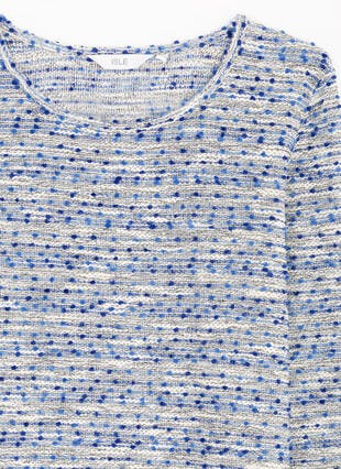 Cotton Blend Textured Crew Neck Top