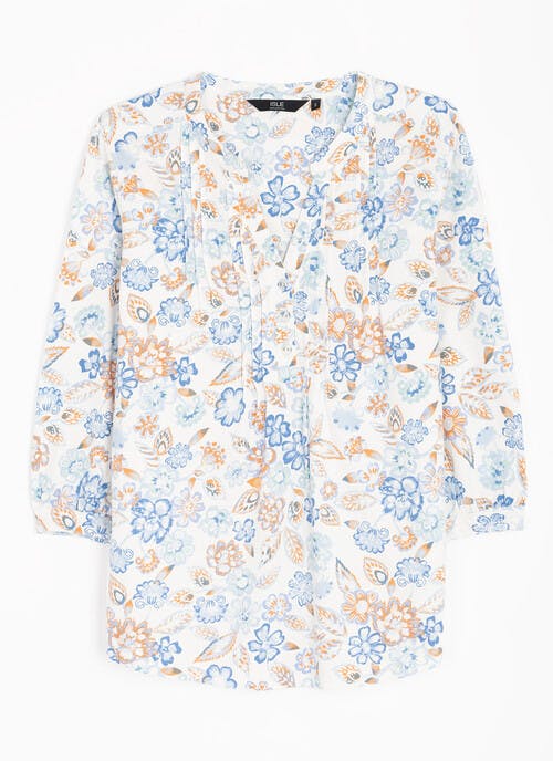 Pure Cotton Printed Pintuck Jersey Top 