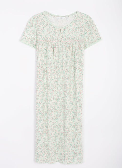 Pure Cotton Button Detail Printed Nightdress