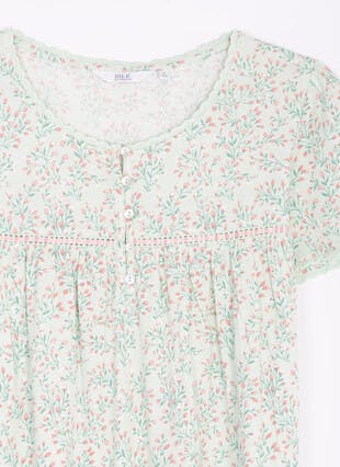 Pure Cotton Button Detail Printed Nightdress