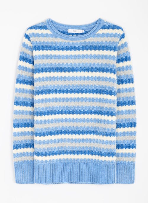 Chenille Striped Crew Neck Jumper