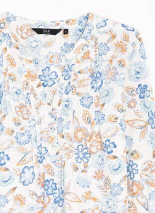 Pure Cotton Printed Pintuck Jersey Top 