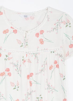 Pure Cotton Button Detail Printed Nightdress