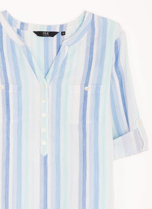 Pure Cotton Textured Stripe Blouse 