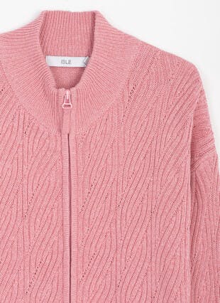 Pure Cotton Cable Zip Up Cardigan