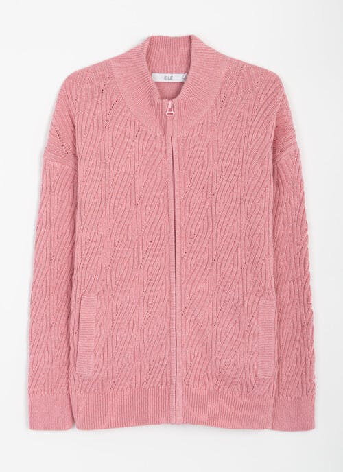 Pure Cotton Cable Zip Up Cardigan