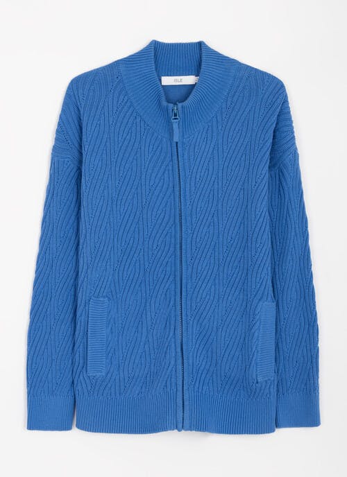 Pure Cotton Cable Zip Up Cardigan